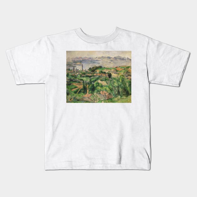 View of the Bay of Marseille with the Village of Saint-Henri by Paul Cezanne Kids T-Shirt by Classic Art Stall